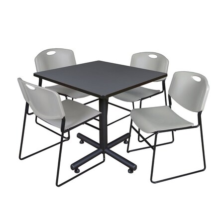 Kobe Kobe Square Table & Chair Set, Wood, Metal, Polypropylene Top TKB4242GY44GY